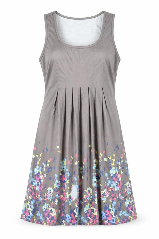 Front view of Yidarton women’s grey polyester shift, size S, round neck