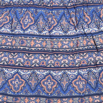 New Look Womens Blue Geometric Viscose Flare Skirt Size 10