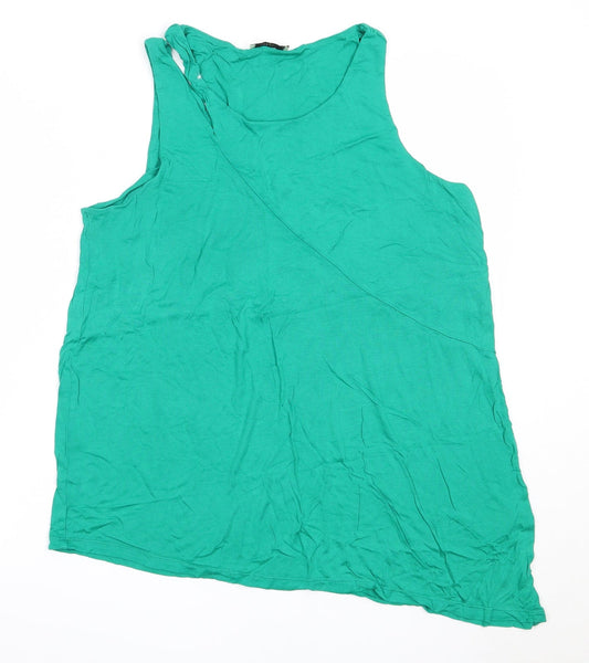 Papaya Womens Green  Viscose Basic Tank Size 16 Round Neck