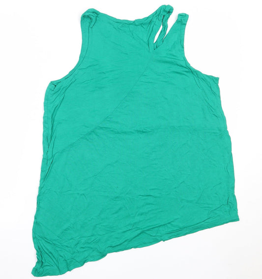 Papaya Womens Green  Viscose Basic Tank Size 16 Round Neck