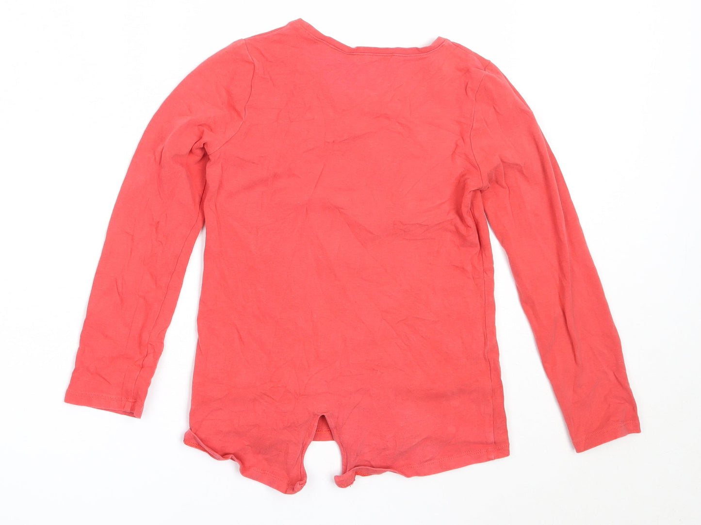 Matalan Girls Red  Cotton Basic T-Shirt Size 8 Years Round Neck