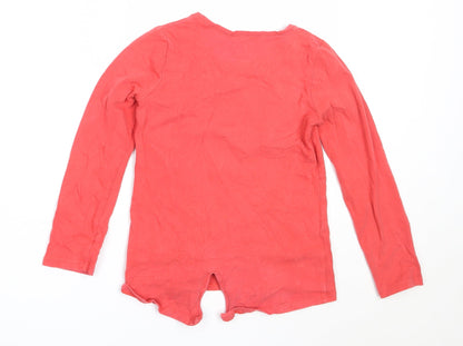 Matalan Girls Red  Cotton Basic T-Shirt Size 8 Years Round Neck
