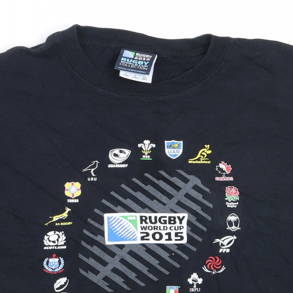 Rugby World Cup 2015 Boys Black  Cotton Basic T-Shirt Size S Round Neck  - Rugby World Cup 2015