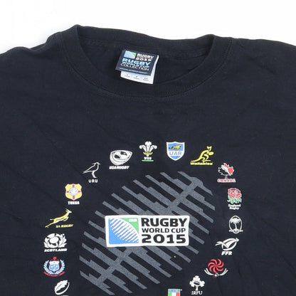 Rugby World Cup 2015 Boys Black  Cotton Basic T-Shirt Size S Round Neck  - Rugby World Cup 2015