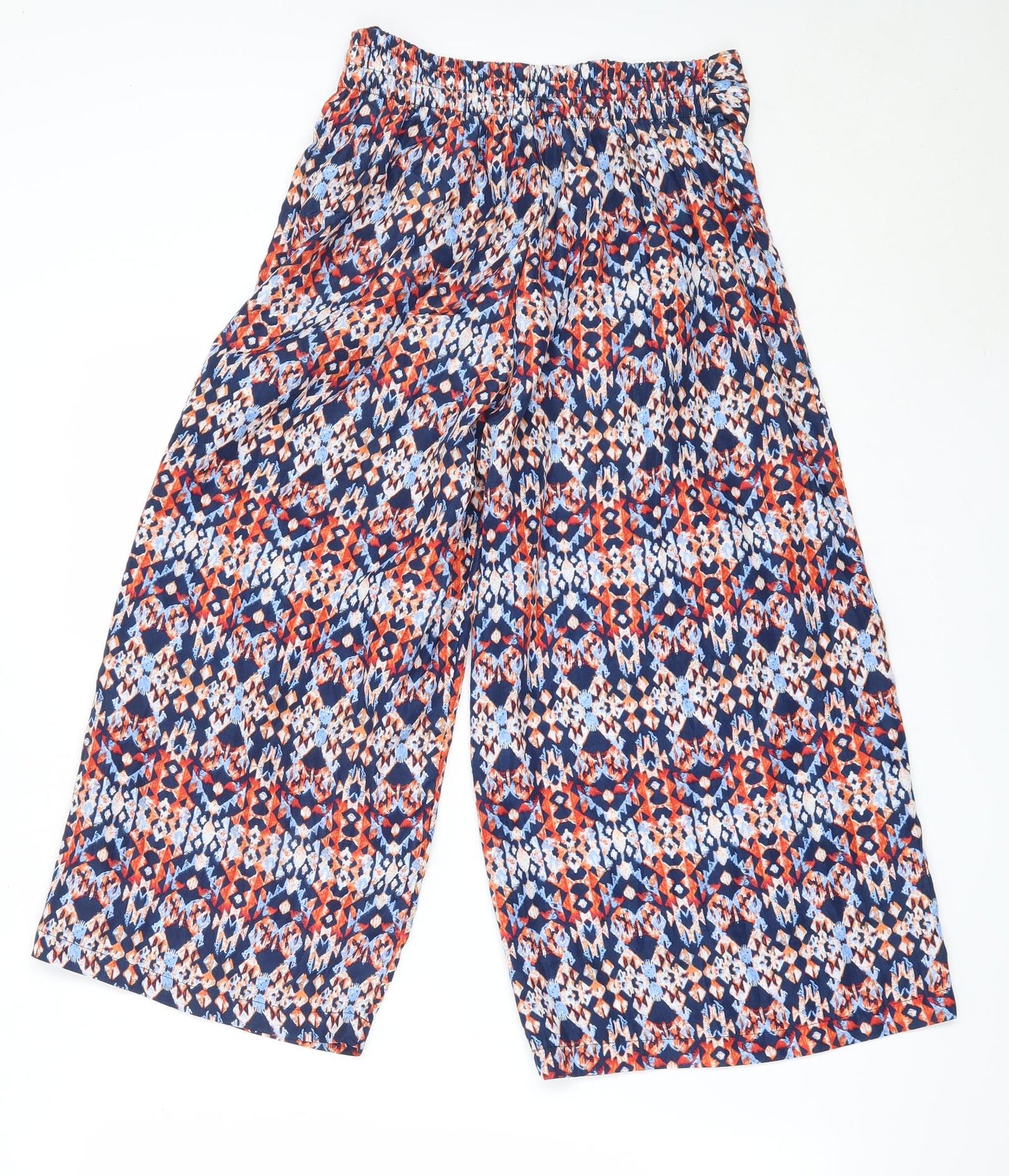 Magazine Womens Blue Geometric Polyester Cropped Trousers Size S L20 in Regular