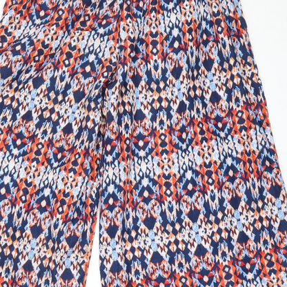 Magazine Womens Blue Geometric Polyester Cropped Trousers Size S L20 in Regular