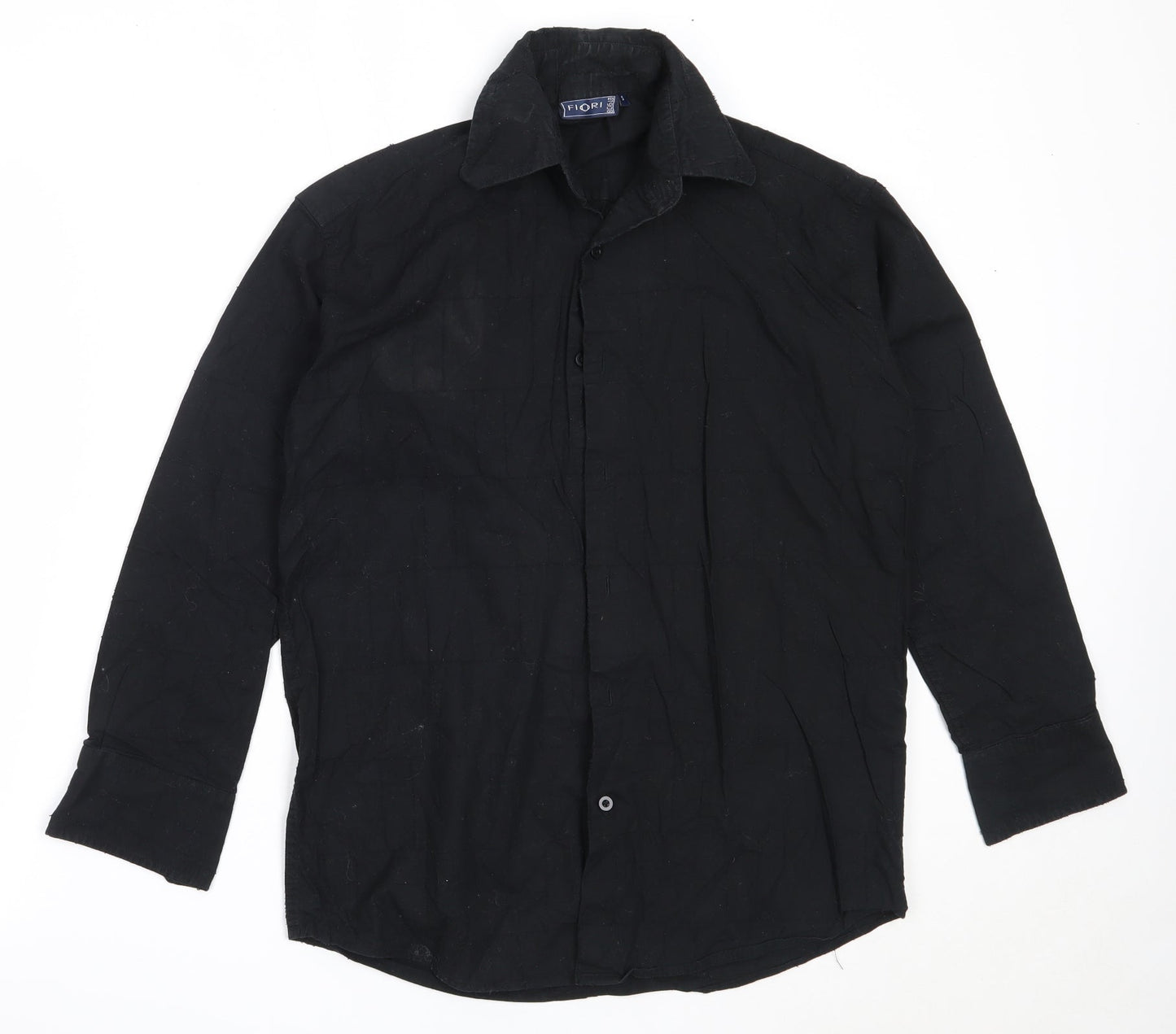 Mens UK Size S Fiori Black  Button-Up Long Sleeve Casual Shirt