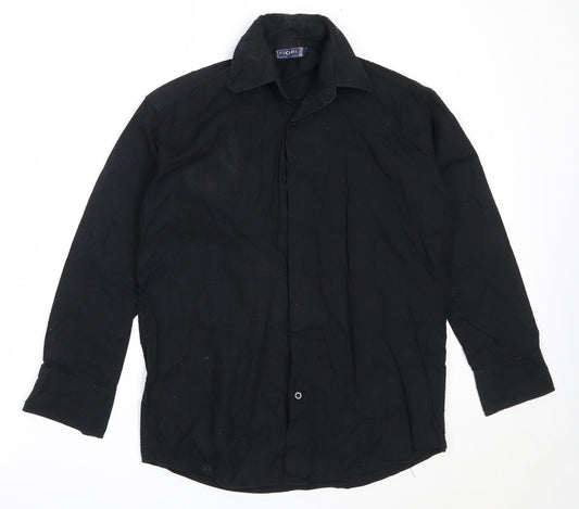 Mens UK Size S Fiori Black  Button-Up Long Sleeve Casual Shirt