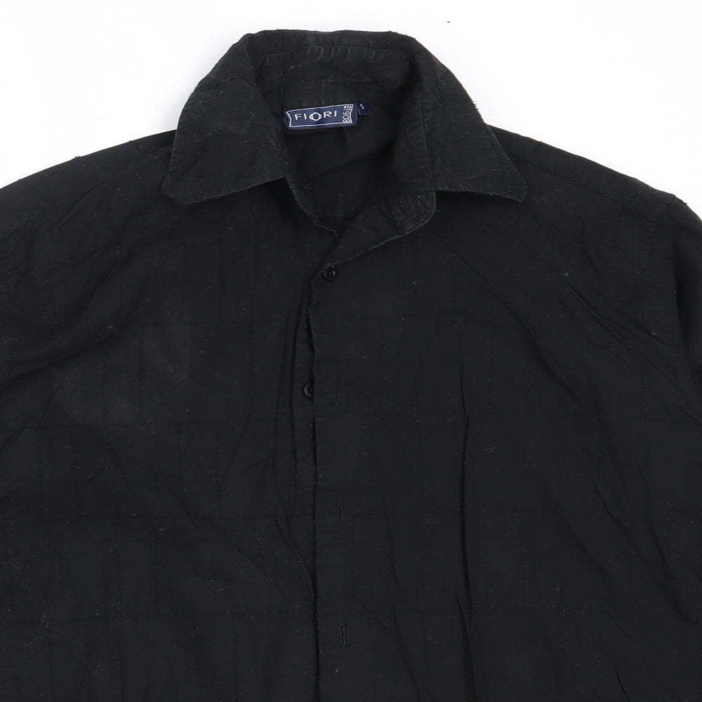 Mens UK Size S Fiori Black  Button-Up Long Sleeve Casual Shirt