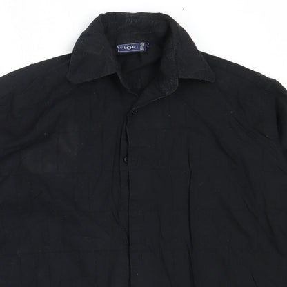 Mens UK Size S Fiori Black  Button-Up Long Sleeve Casual Shirt