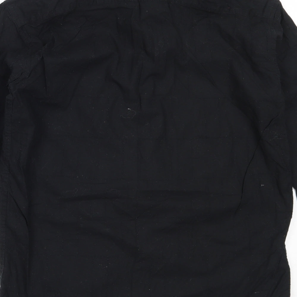 Mens UK Size S Fiori Black  Button-Up Long Sleeve Casual Shirt