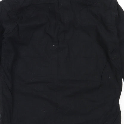 Mens UK Size S Fiori Black  Button-Up Long Sleeve Casual Shirt