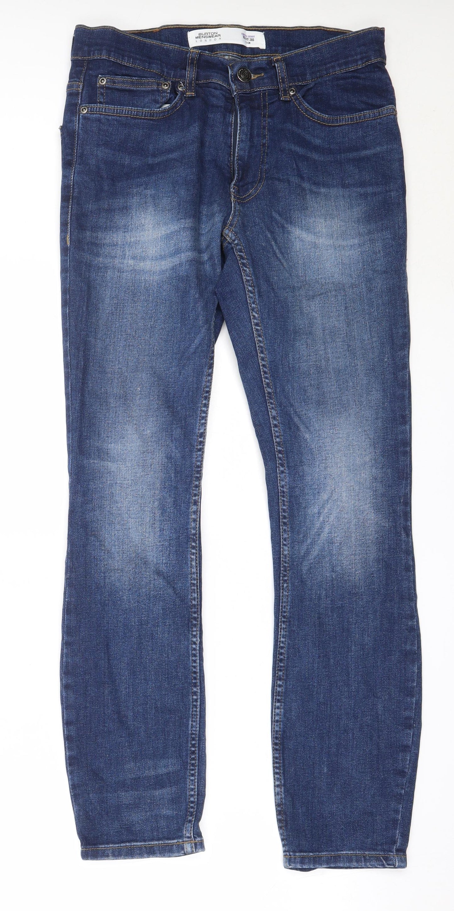 Burton Mens Blue  Cotton Skinny Jeans Size 28 in L29 in Regular