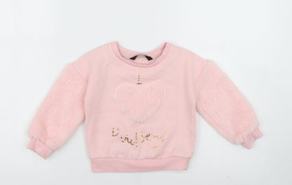George Girls Pink  Cotton Pullover Jumper Size 12-18 Months  Pullover - I Love Pudsey