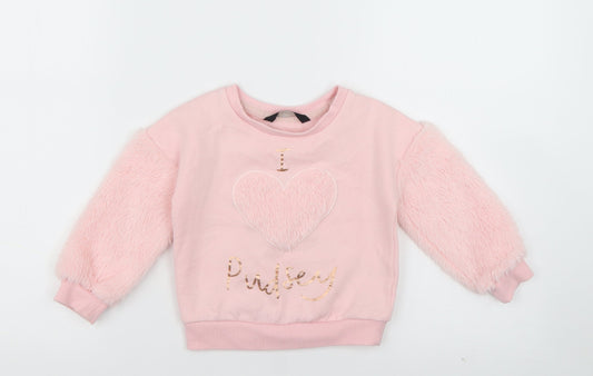 George Girls Pink  Cotton Pullover Jumper Size 12-18 Months  Pullover - I Love Pudsey