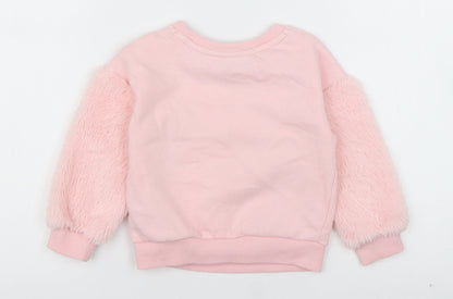 George Girls Pink  Cotton Pullover Jumper Size 12-18 Months  Pullover - I Love Pudsey