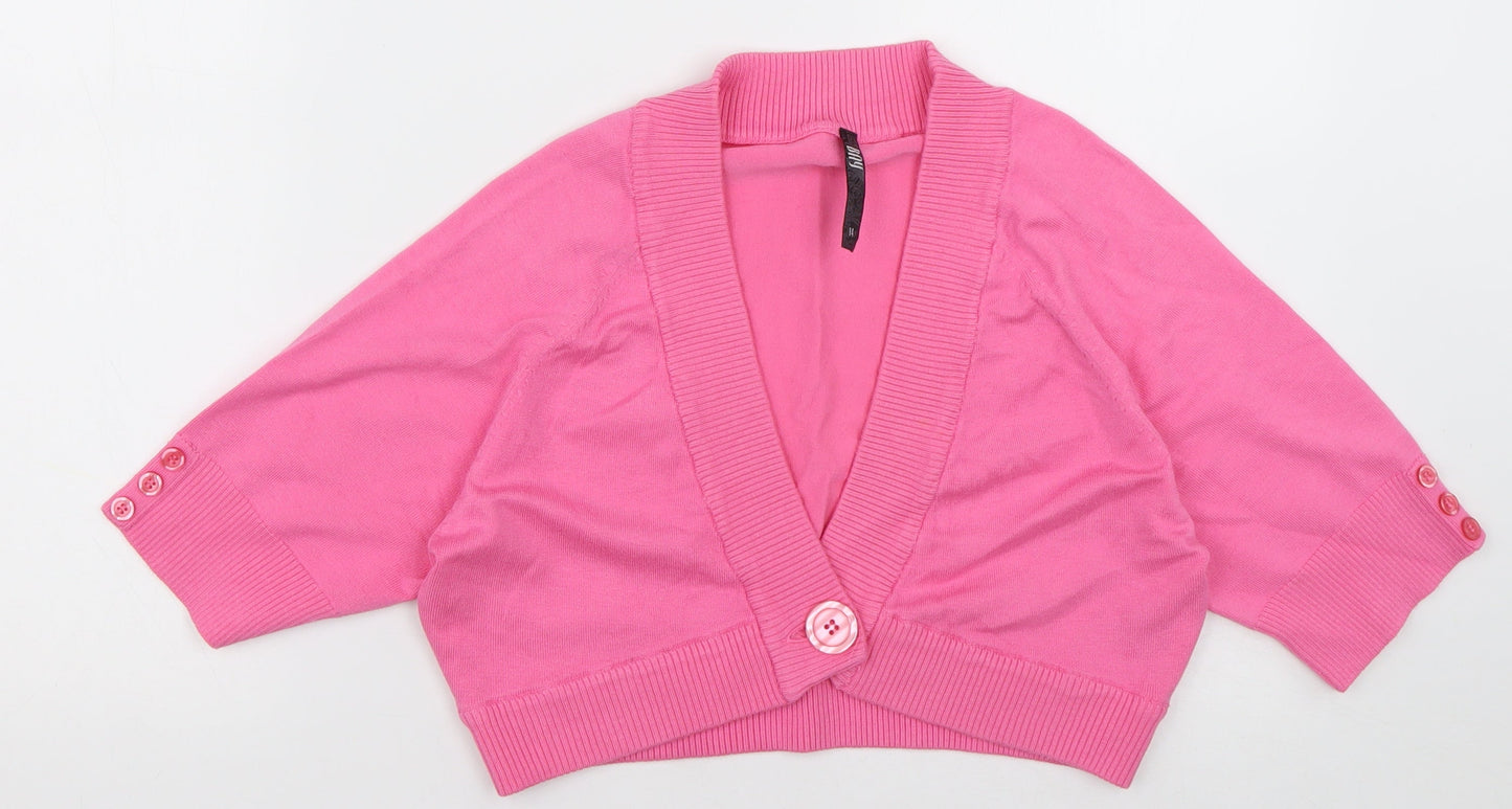 BAY Womens Pink V-Neck  Cotton Cardigan Jumper Size 14