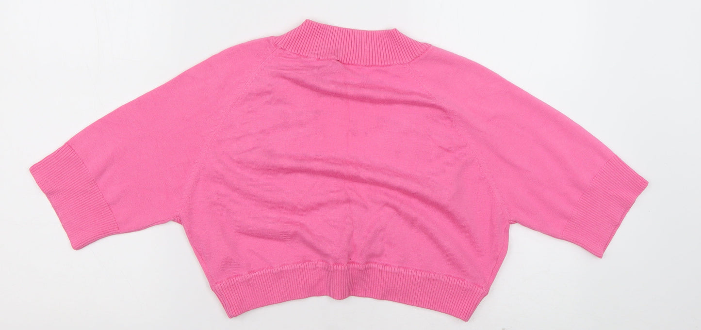 BAY Womens Pink V-Neck  Cotton Cardigan Jumper Size 14