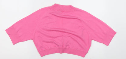 BAY Womens Pink V-Neck  Cotton Cardigan Jumper Size 14