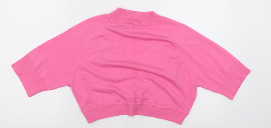 BAY Womens Pink V-Neck  Cotton Cardigan Jumper Size 14