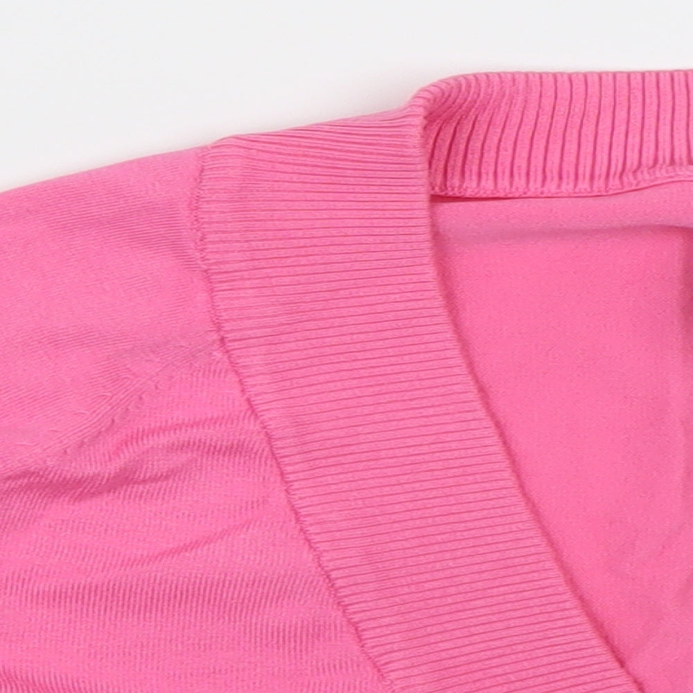 BAY Womens Pink V-Neck  Cotton Cardigan Jumper Size 14