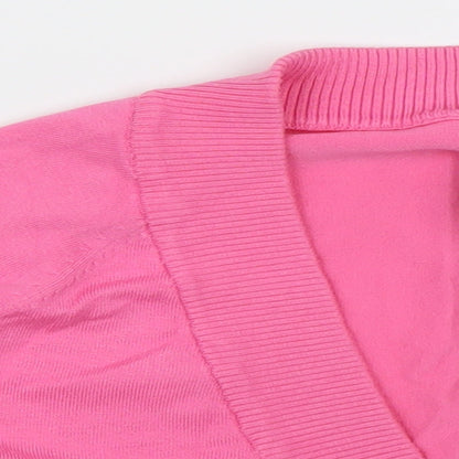 BAY Womens Pink V-Neck  Cotton Cardigan Jumper Size 14