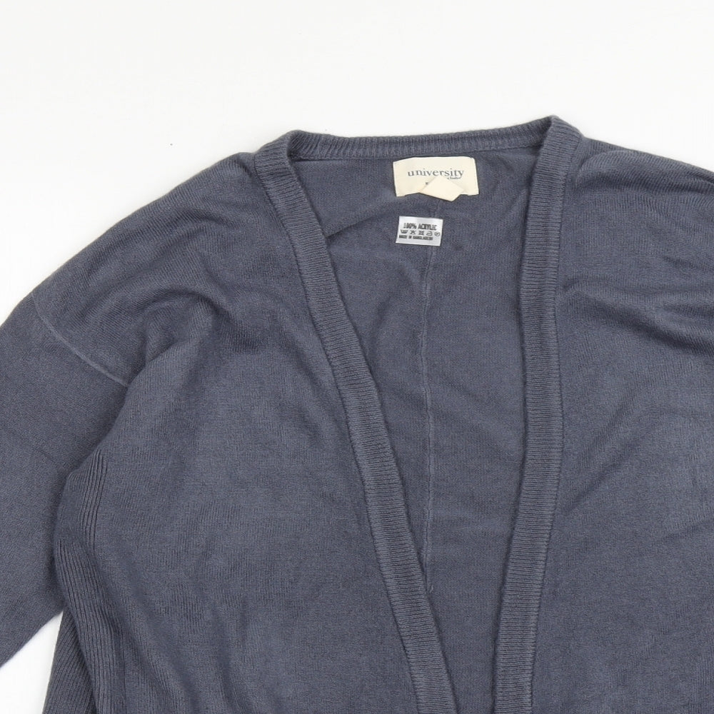university club Womens Blue V-Neck  Acrylic Cardigan Jumper Size S