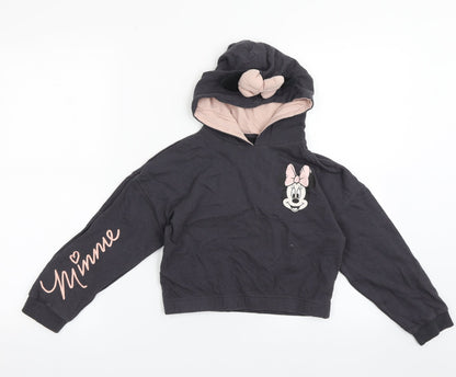 pep&co Girls Grey  Cotton Pullover Hoodie Size 8-9 Years  Pullover - Minnie Mouse