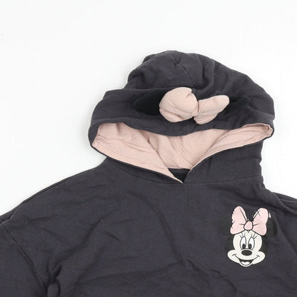 pep&co Girls Grey  Cotton Pullover Hoodie Size 8-9 Years  Pullover - Minnie Mouse