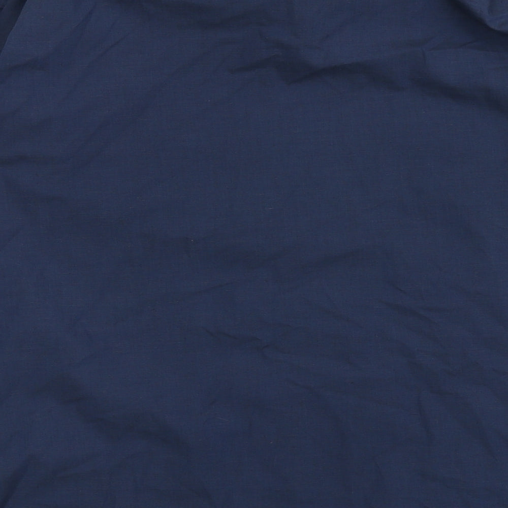 Mens UK Size 16 Marks and Spencer Blue  Button-Up Long Sleeve Casual Shirt