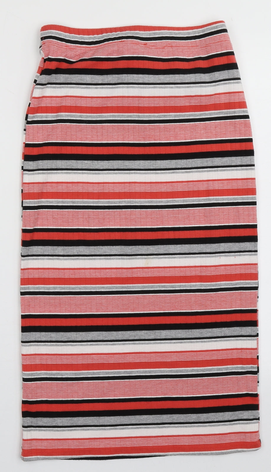 Matalan Womens Red Striped Polyester A-Line Skirt Size 8