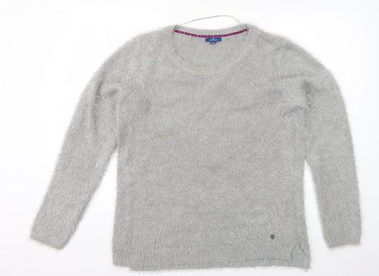 TOM TAILOR Womens Grey Scoop Neck  Acrylic Pullover Jumper Size 2XL