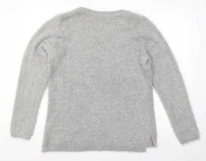 TOM TAILOR Womens Grey Scoop Neck  Acrylic Pullover Jumper Size 2XL
