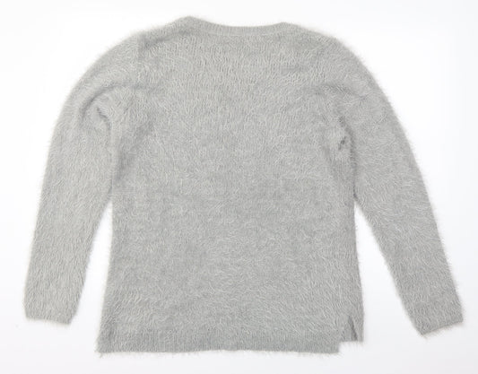 TOM TAILOR Womens Grey Scoop Neck  Acrylic Pullover Jumper Size 2XL
