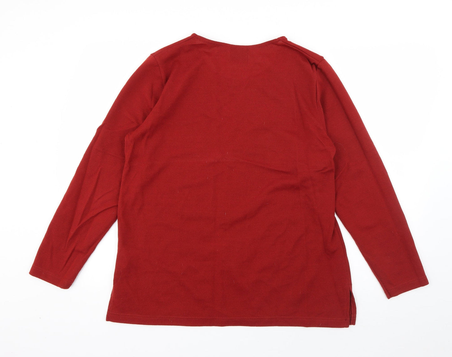 Edamee Womens Red Round Neck  Acrylic Pullover Jumper Size 14   - Butterfly