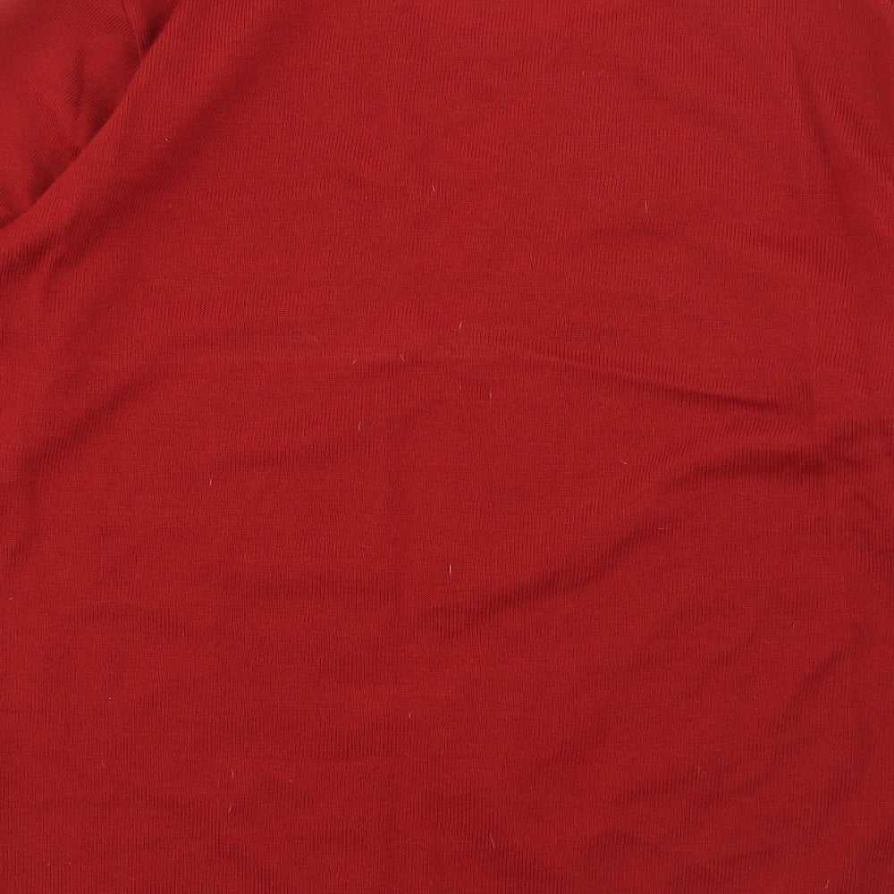 Edamee Womens Red Round Neck  Acrylic Pullover Jumper Size 14   - Butterfly