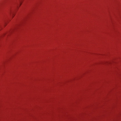 Edamee Womens Red Round Neck  Acrylic Pullover Jumper Size 14   - Butterfly
