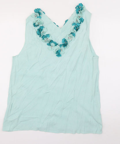 Womens UK Size L Casamia Blue Basic T-Shirt