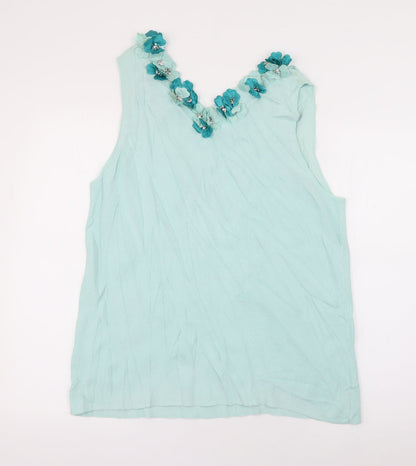 Womens UK Size L Casamia Blue Basic T-Shirt