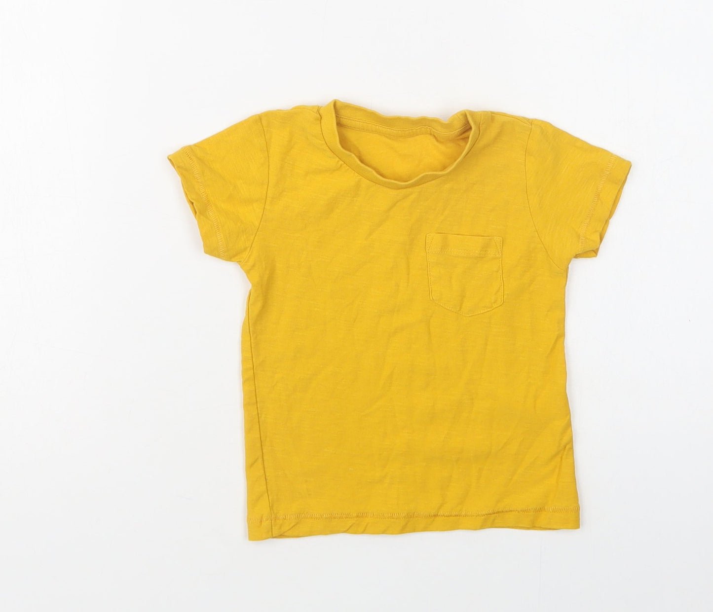 Matalan Baby Yellow  Cotton Basic T-Shirt Size 12-18 Months Crew Neck
