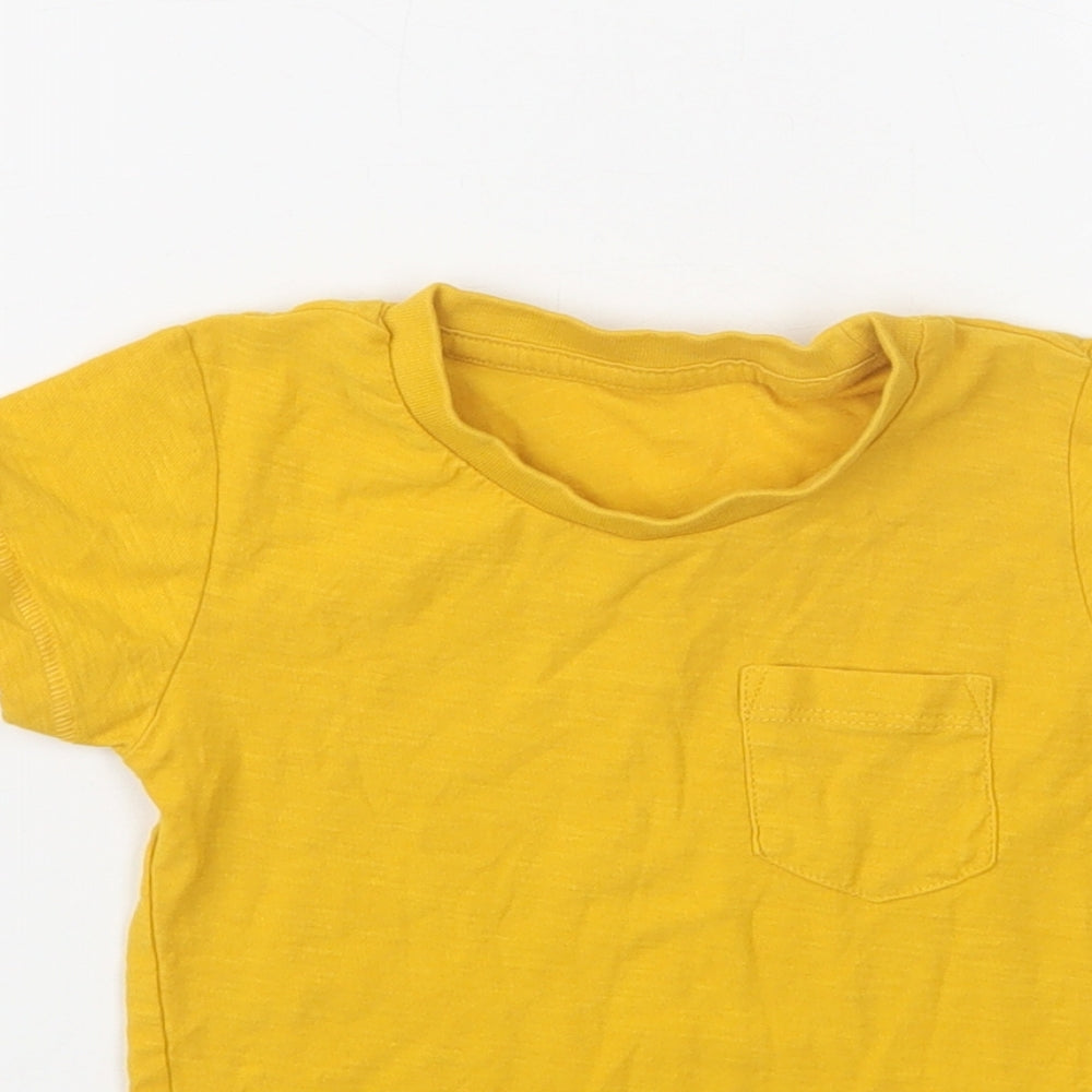 Matalan Baby Yellow  Cotton Basic T-Shirt Size 12-18 Months Crew Neck