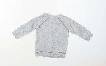 M & Co Baby Grey  Cotton Pullover Blouse Size 12-18 Months Crew Neck  - Dinosaurs