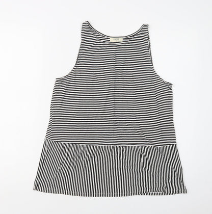 Papaya Womens Black Striped Viscose Basic Tank Size 12 Crew Neck