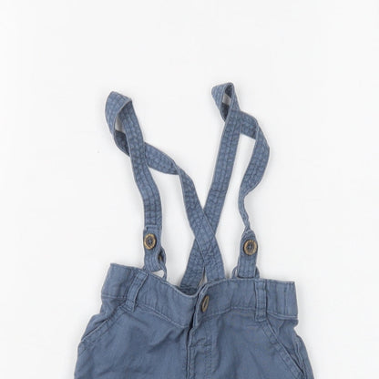 F&F Baby Blue  Cotton Cropped Trousers Size 12-18 Months  Button