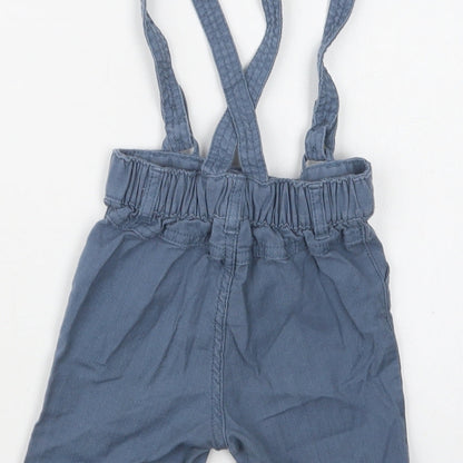 F&F Baby Blue  Cotton Cropped Trousers Size 12-18 Months  Button