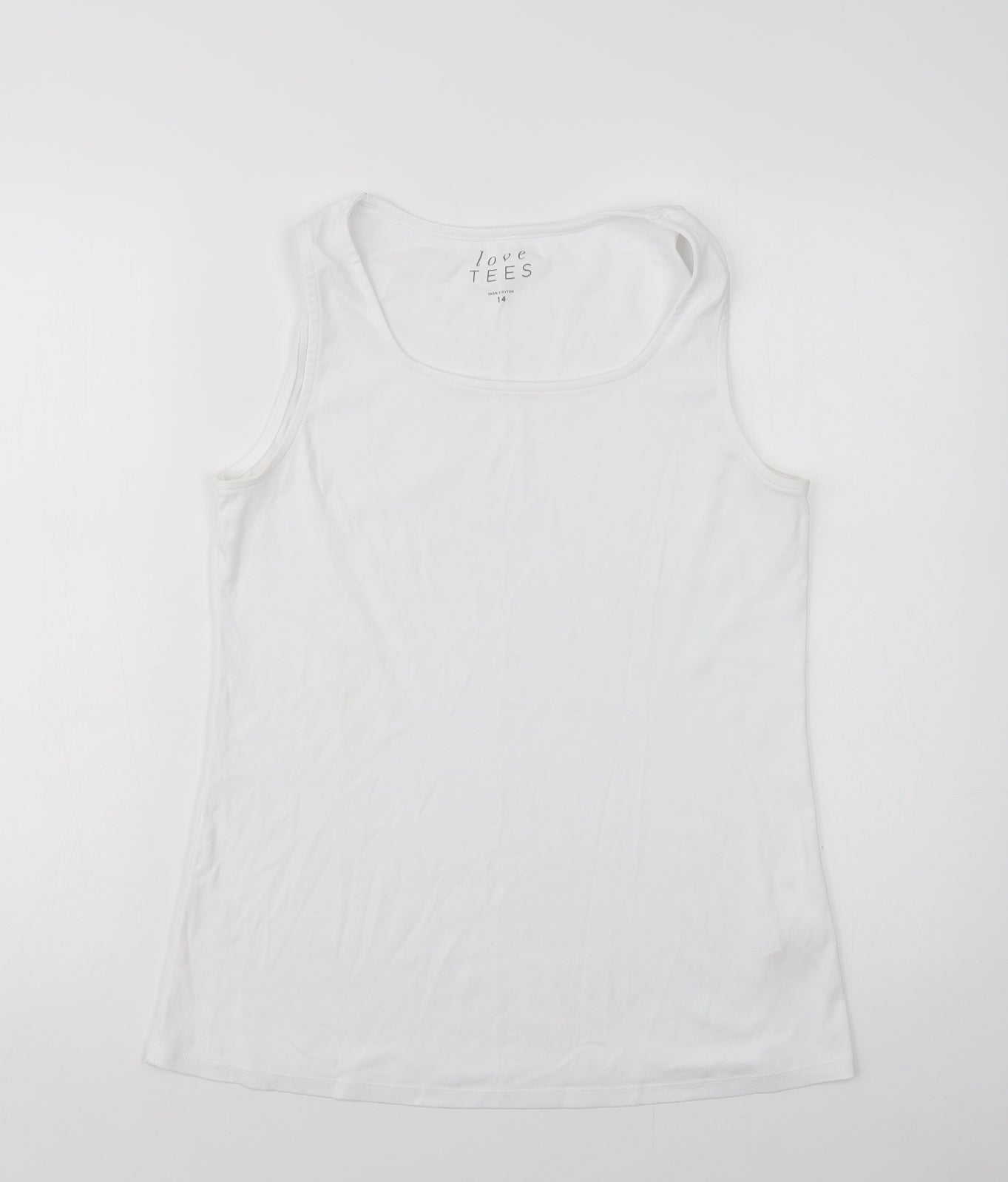 Womens UK Size 14 Love Tees White Basic Tank