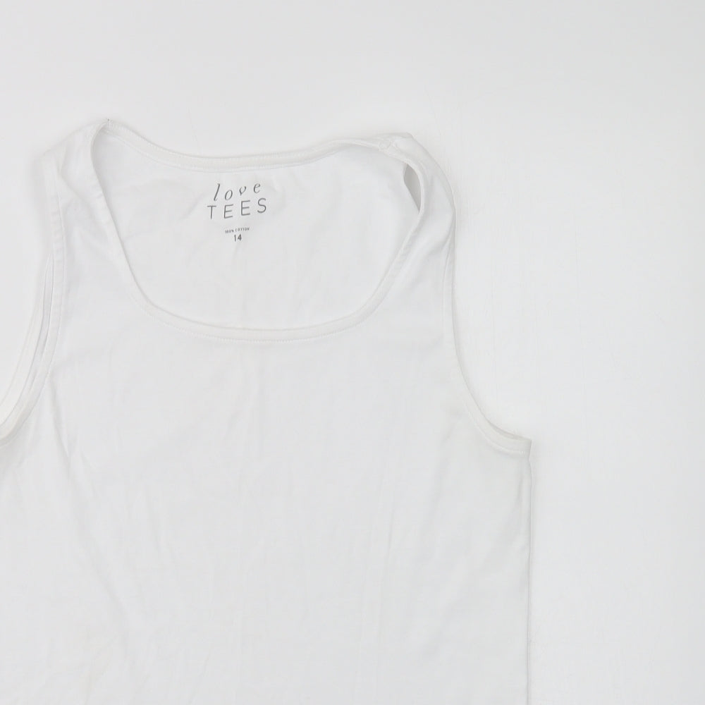 Womens UK Size 14 Love Tees White Basic Tank
