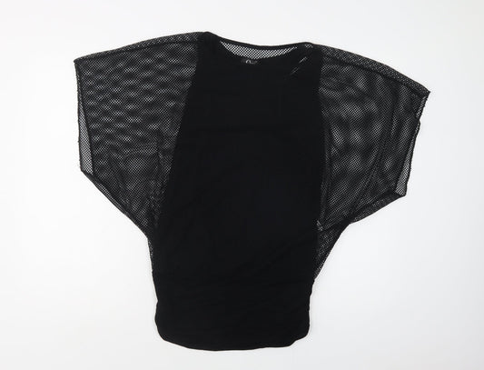 Oui Womens Black  Viscose Basic Blouse Size S Crew Neck