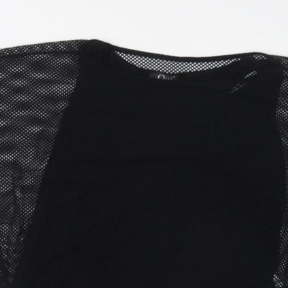Oui Womens Black  Viscose Basic Blouse Size S Crew Neck