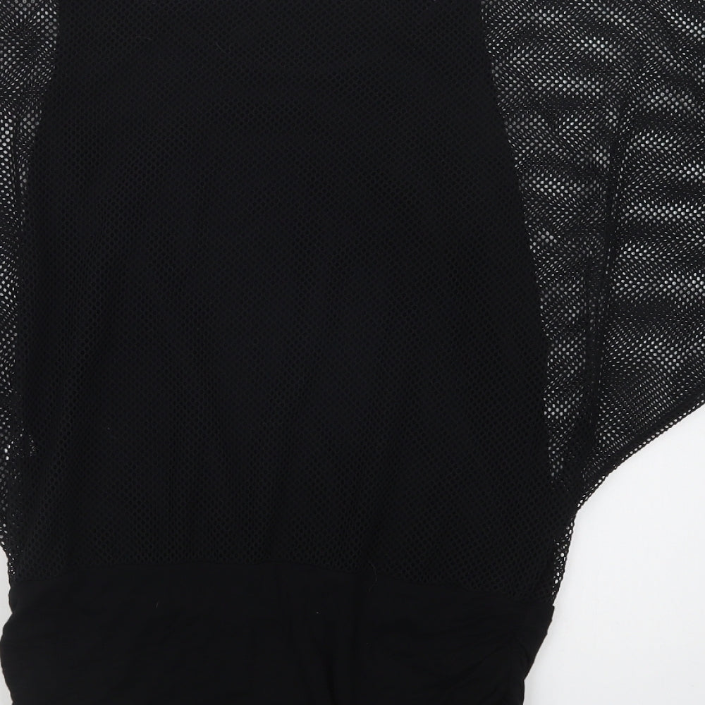 Oui Womens Black  Viscose Basic Blouse Size S Crew Neck